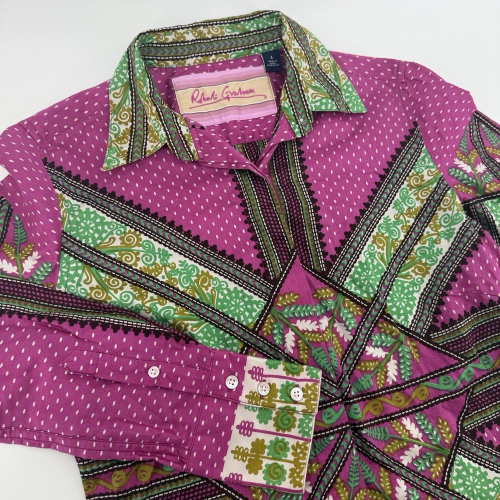 Robert Graham Shirt Button Down Long Sleeve Cotton Multicolor Women's Size 4